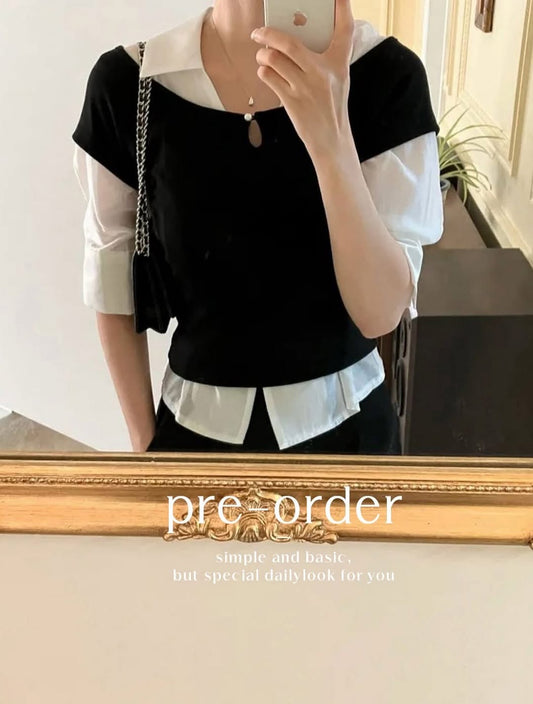 rene pearl button tee (pre-order)
