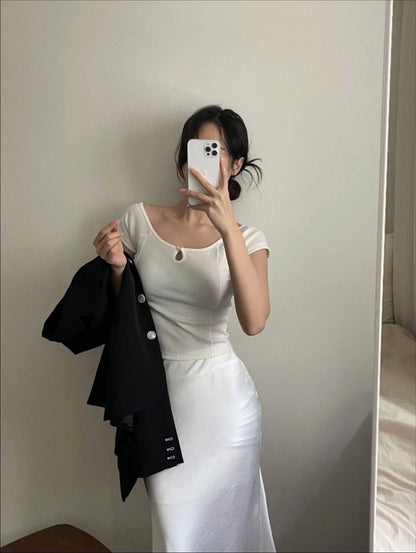 rene pearl button tee