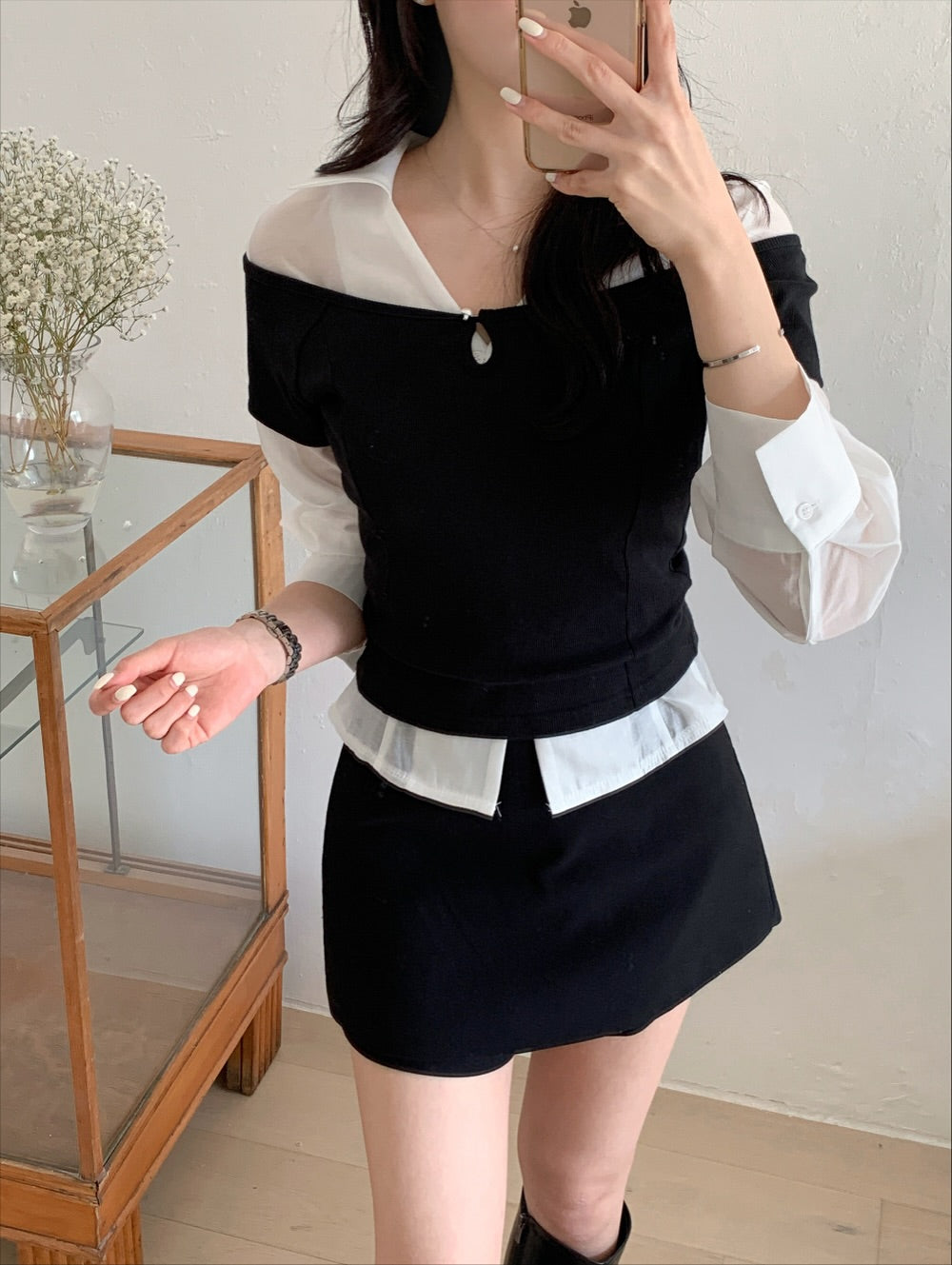 rene pearl button tee
