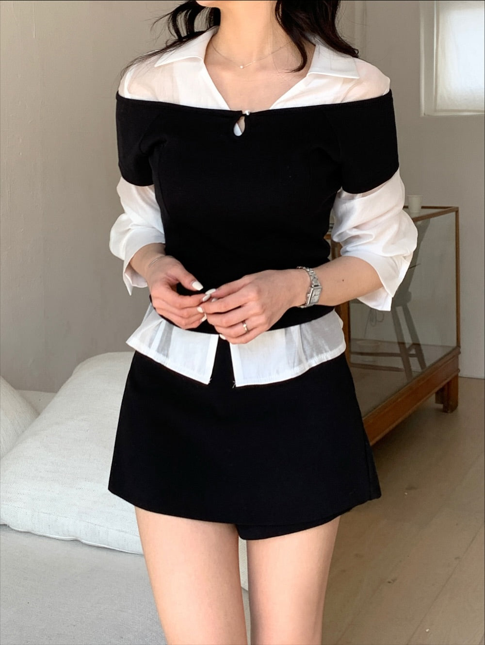 rene pearl button tee