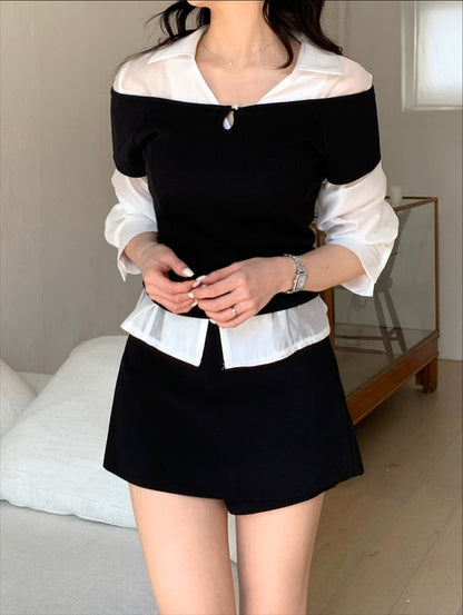 rene pearl button tee