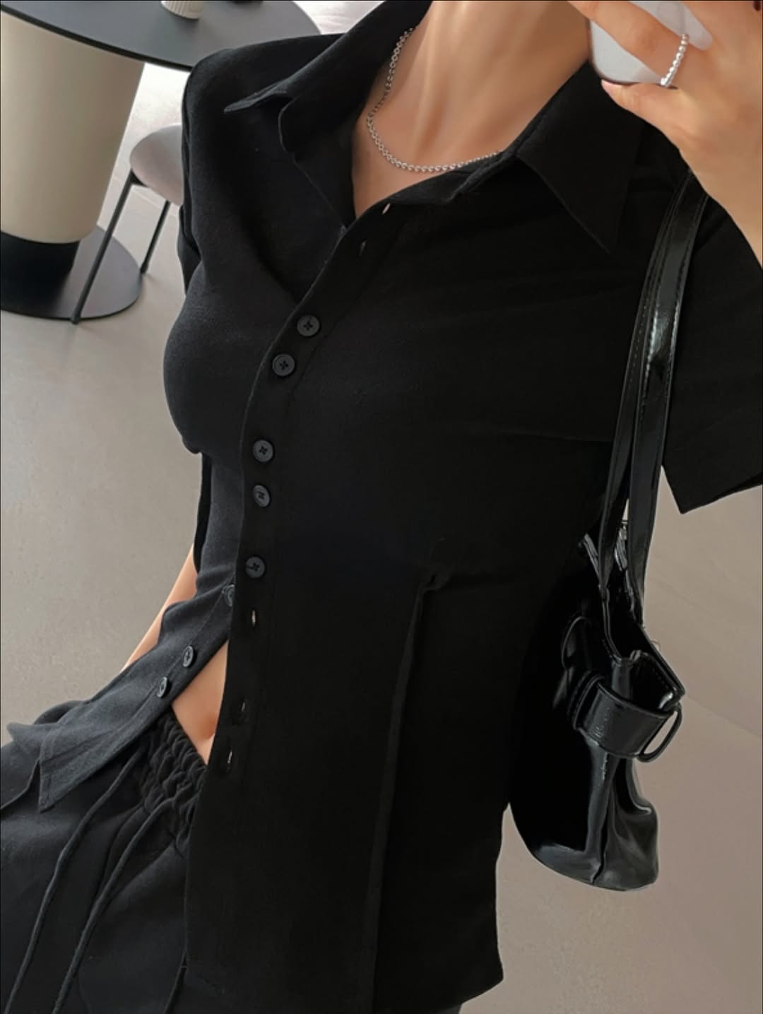 slim pintuck top