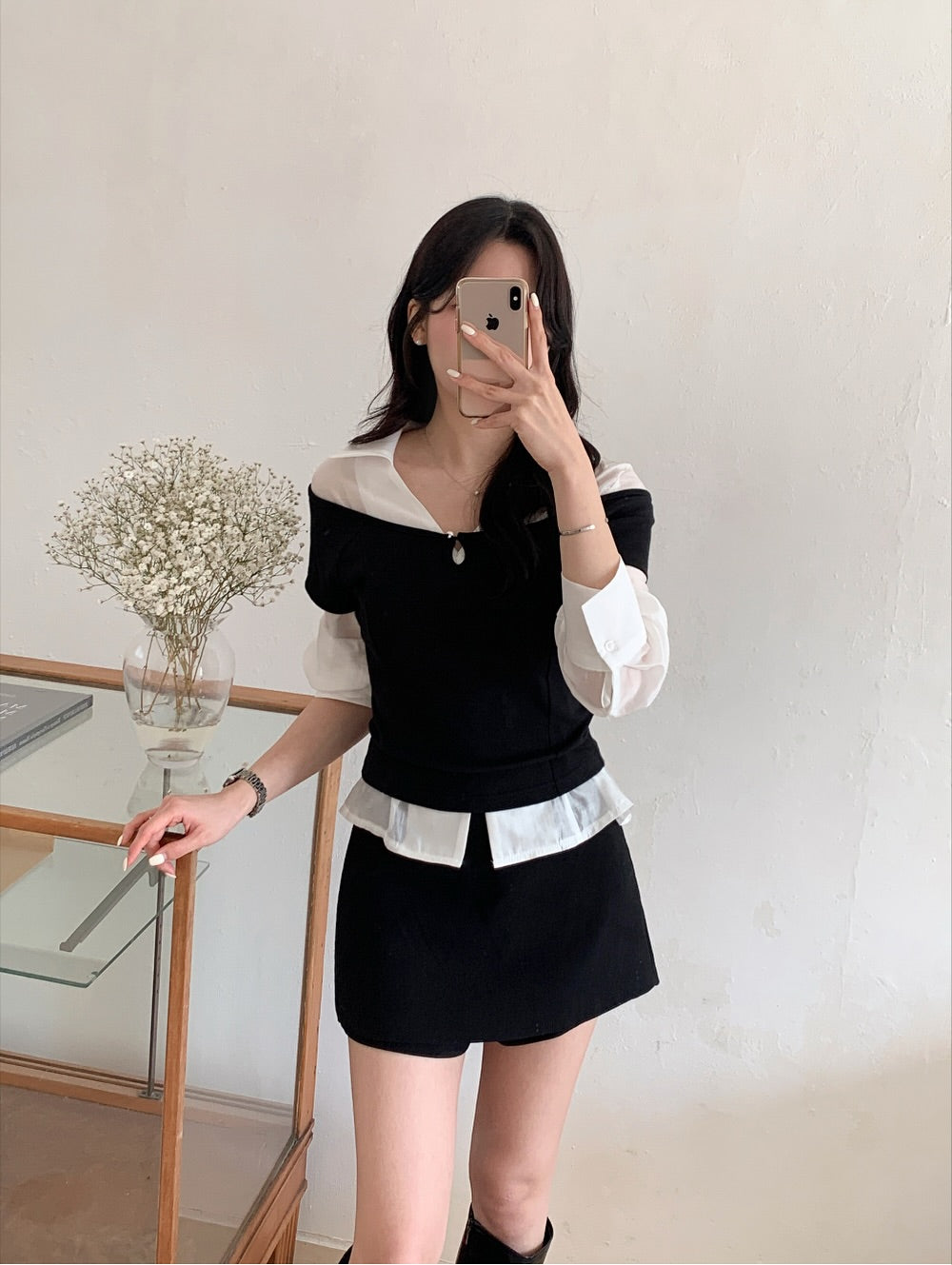 rene pearl button tee