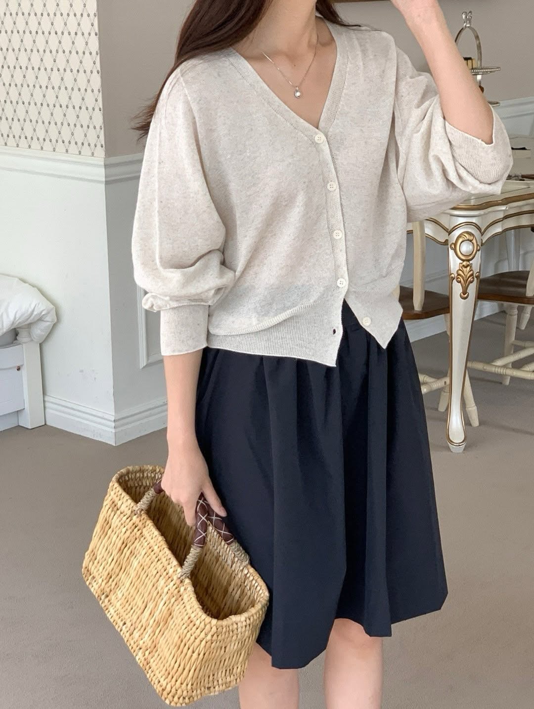 linen wholegarment cardigan