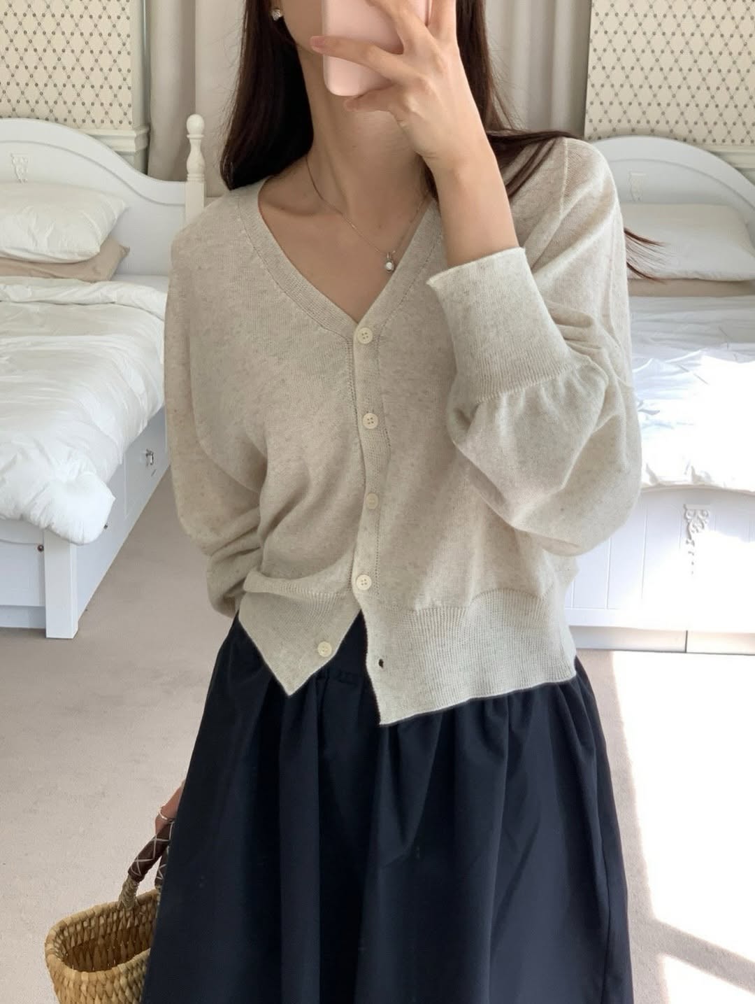 linen wholegarment cardigan