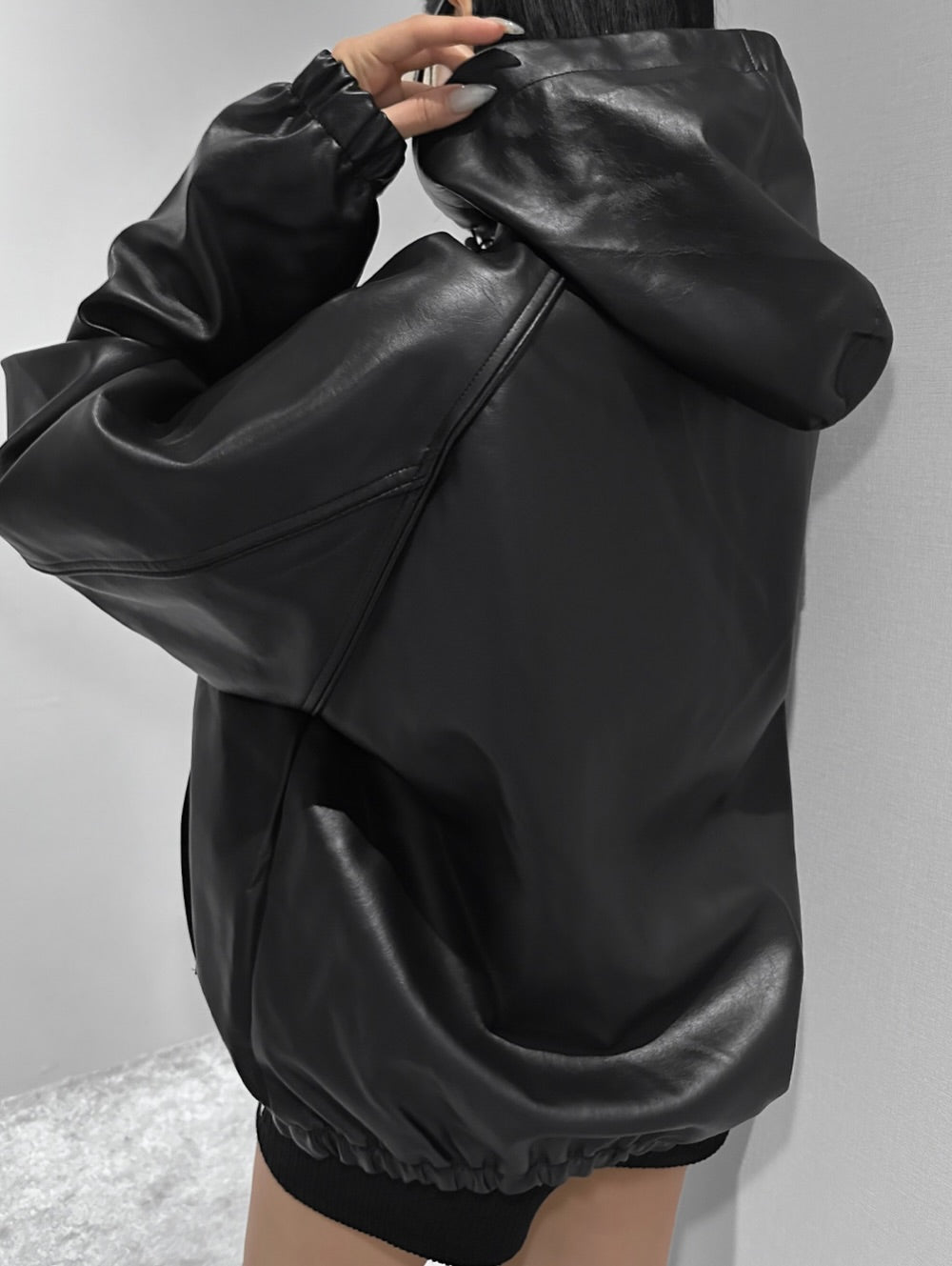 kera hoodie leather jumper (pre-order)
