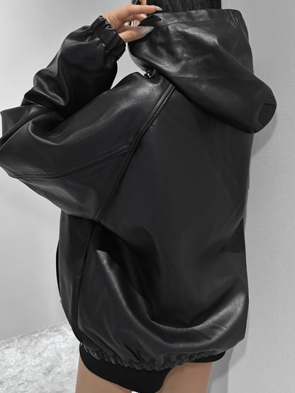 kera hoodie leather jumper (pre-order)