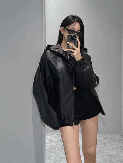 kera hoodie leather jumper (pre-order)