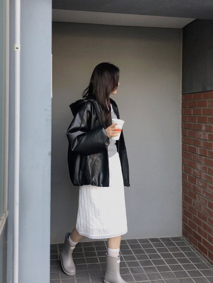kera hoodie leather jumper (pre-order)