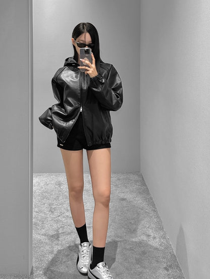 kera hoodie leather jumper (pre-order)