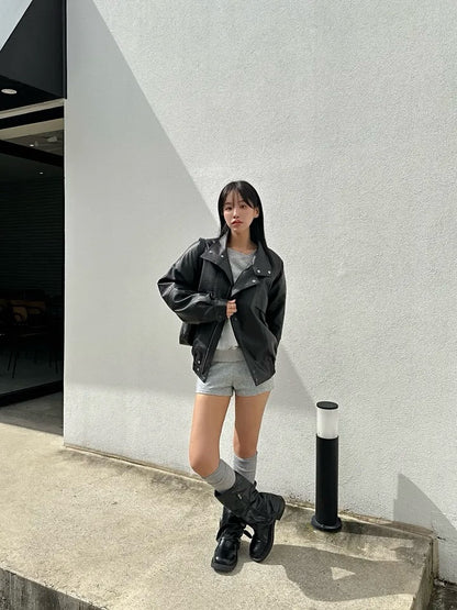 high neck leather jacket