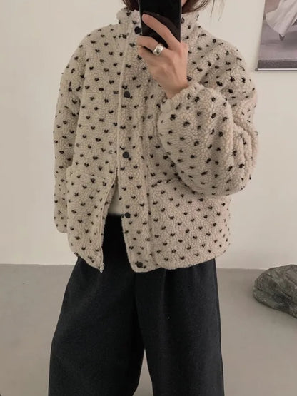 puzzle fleece jacket