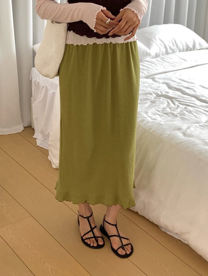 olive frill banding skirt