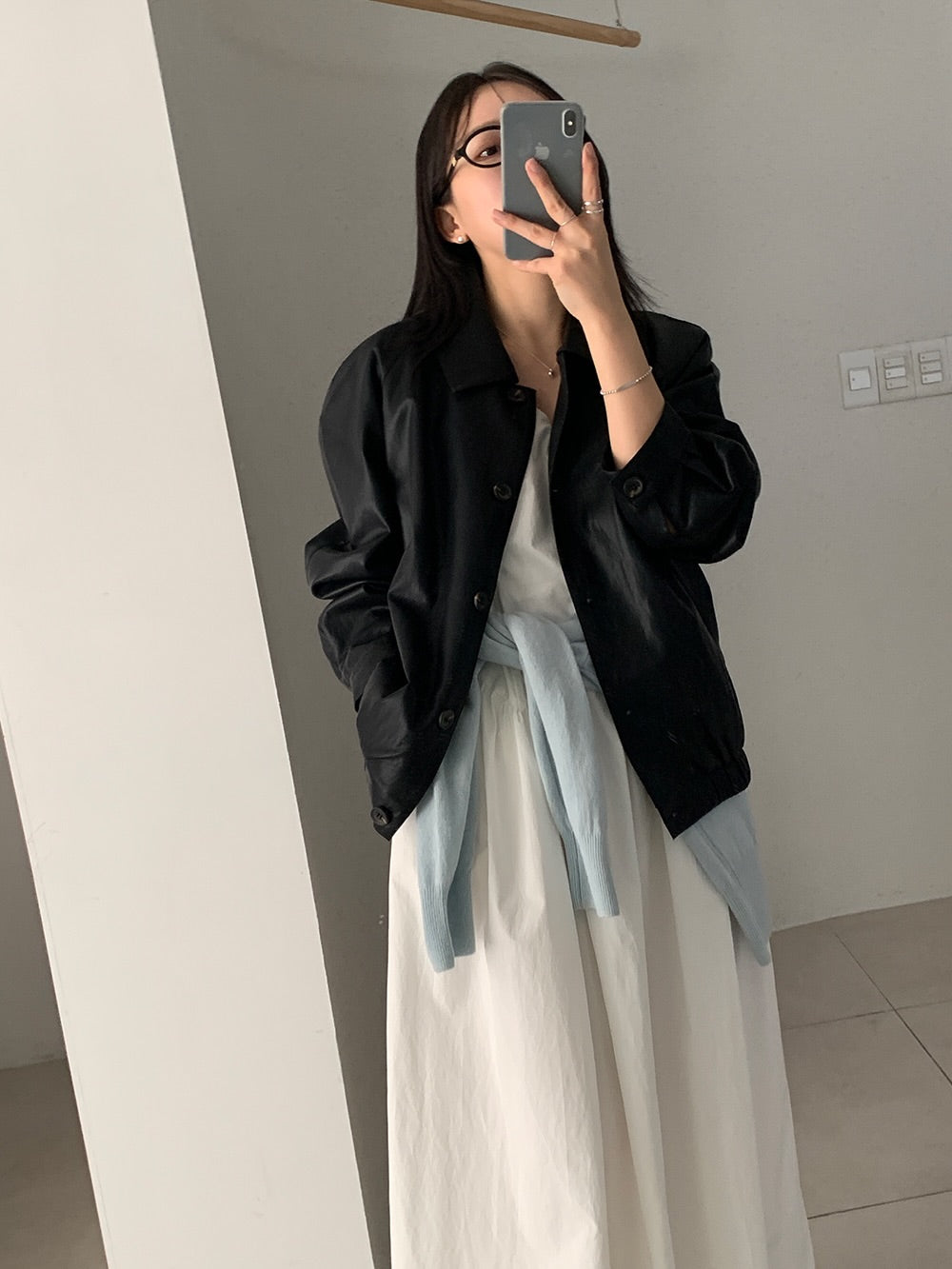 frankie silk leather jacket