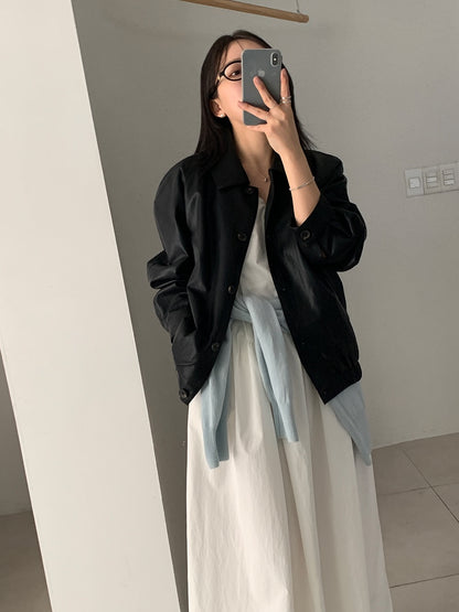 frankie silk leather jacket