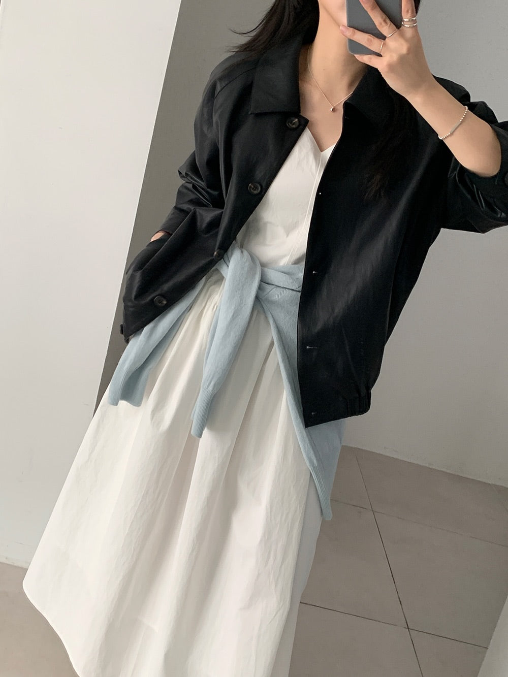 frankie silk leather jacket