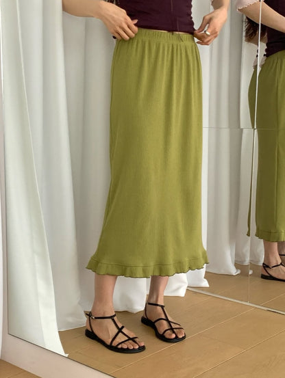 olive frill banding skirt