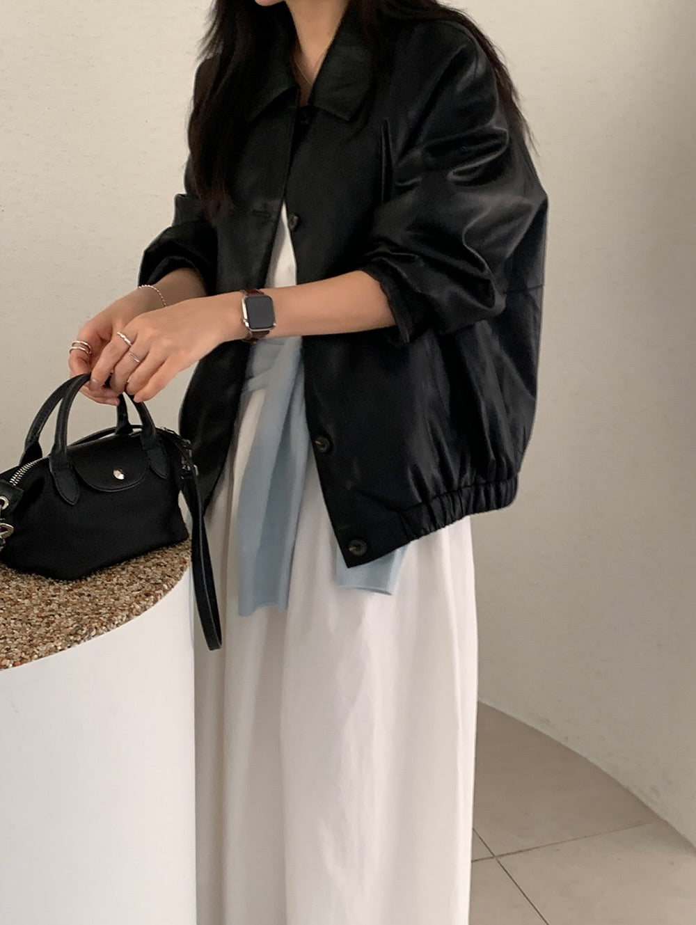 frankie silk leather jacket