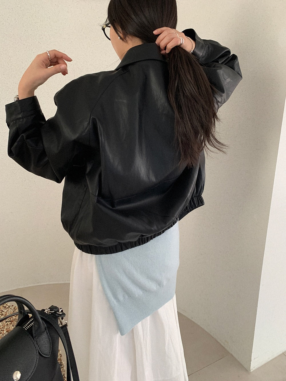 frankie silk leather jacket