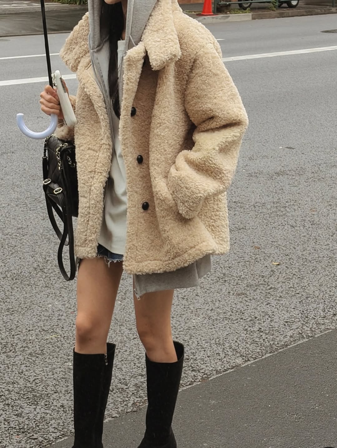 pile boucle half jacket