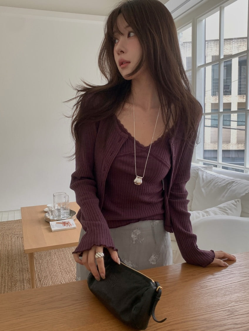 lora lace cardigan set (pre-order)