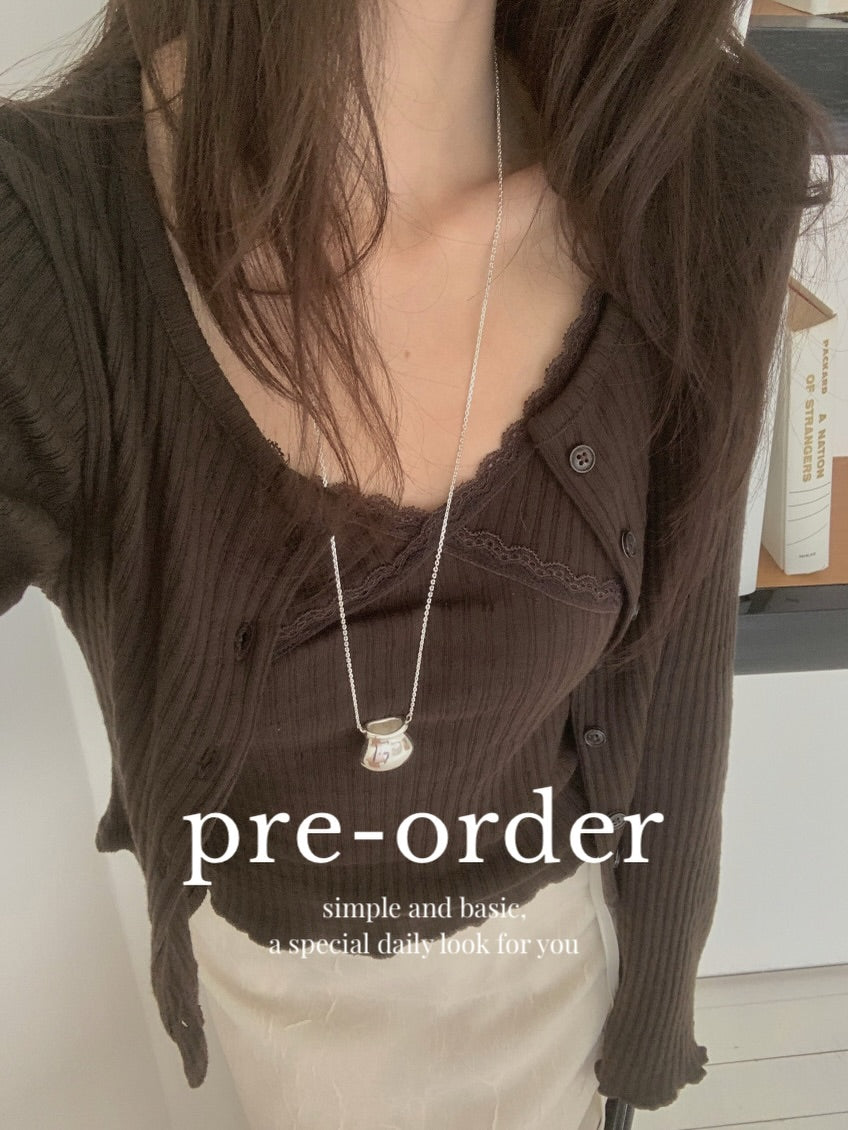 lora lace cardigan set (pre-order)