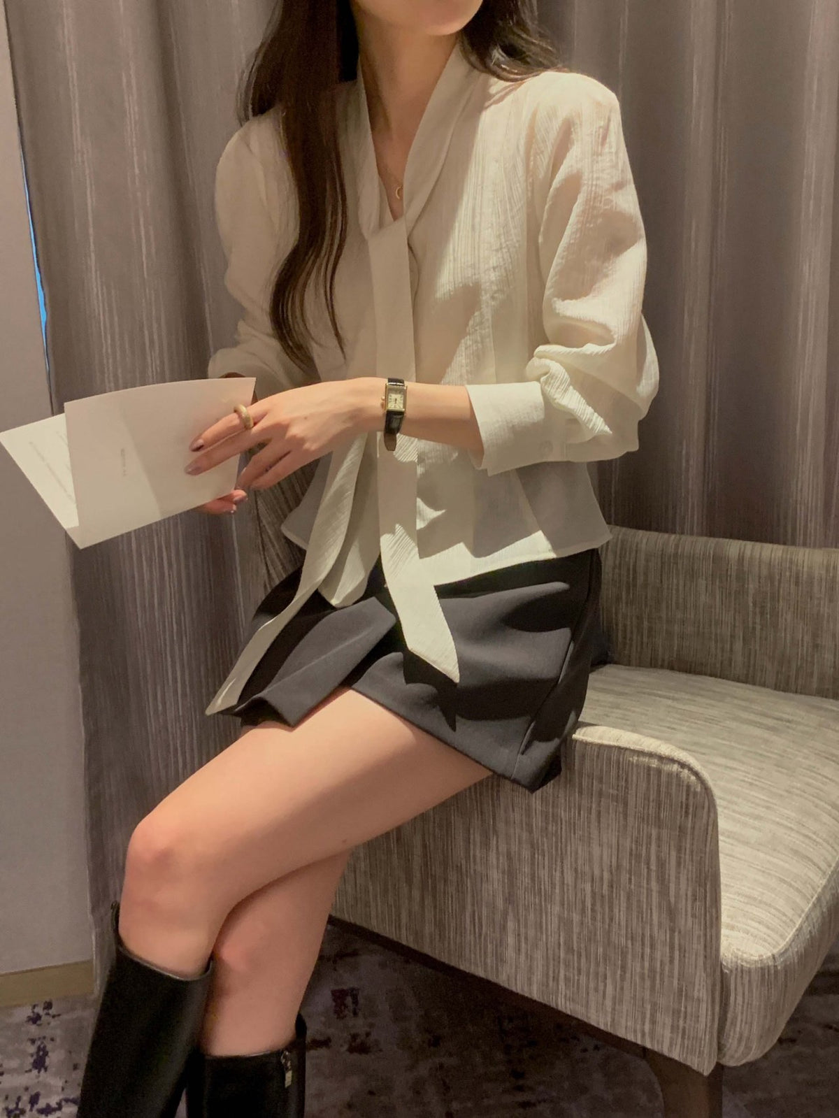 swan tie blouse (pre-order)