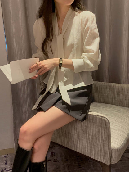 swan tie blouse (pre-order)