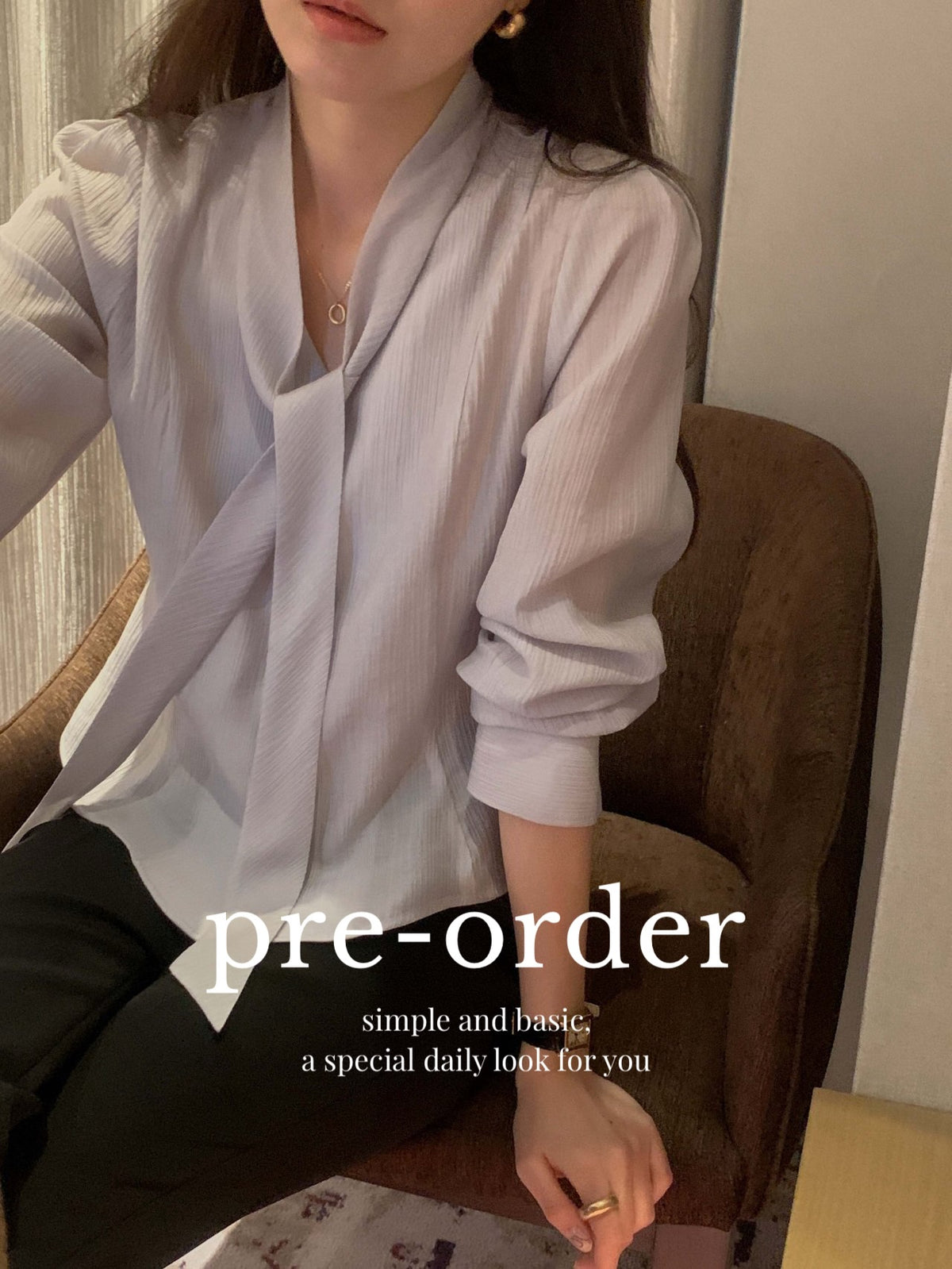swan tie blouse (pre-order)