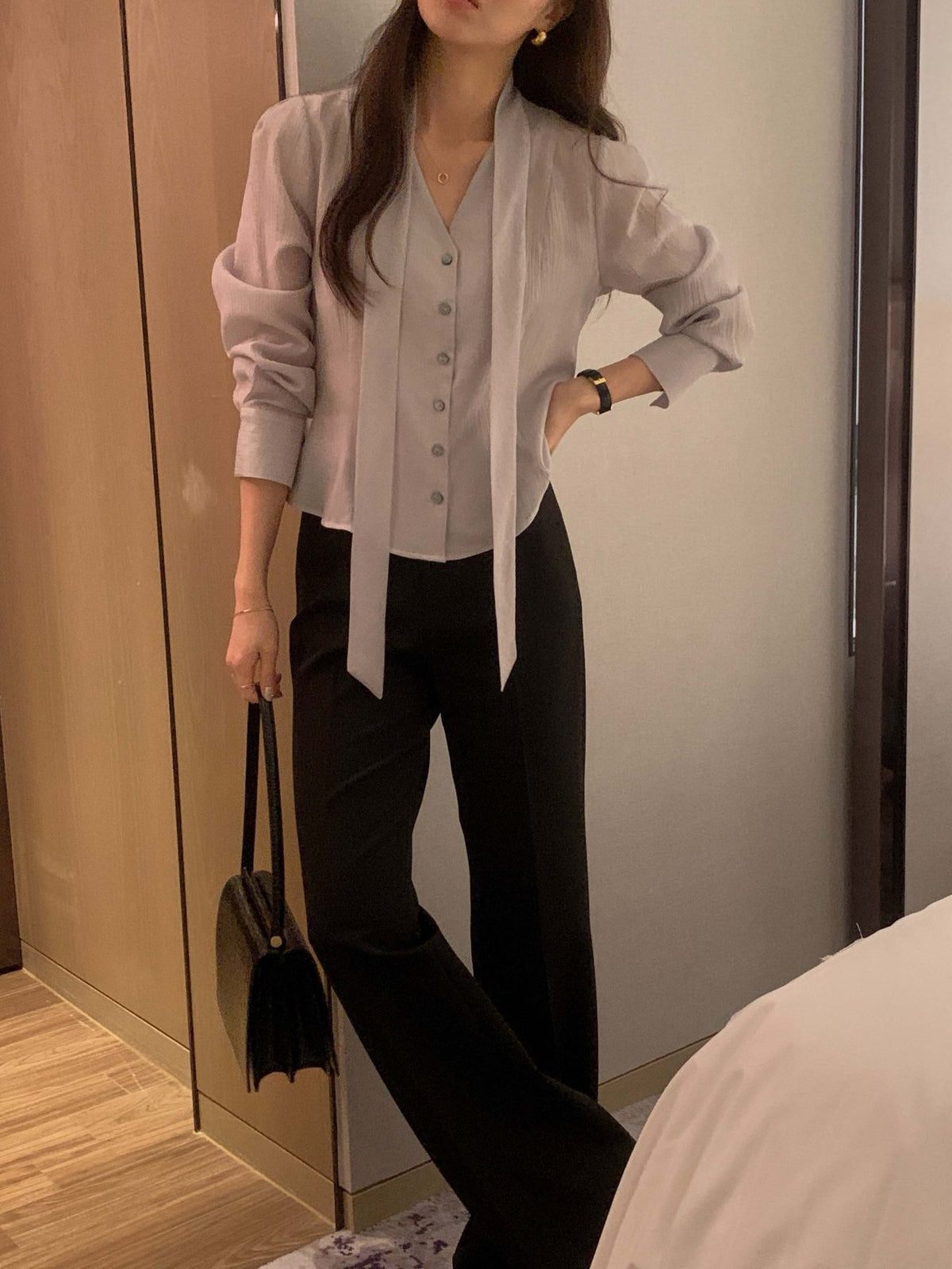 swan tie blouse (pre-order)
