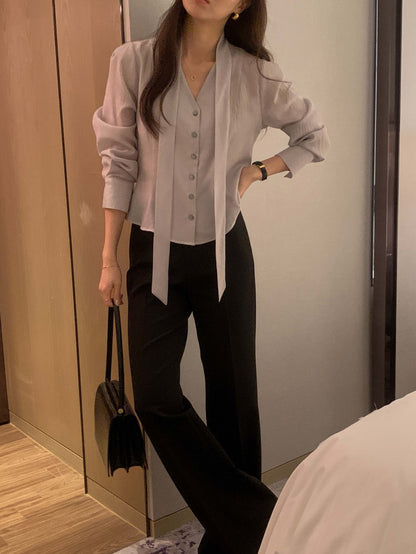 swan tie blouse (pre-order)