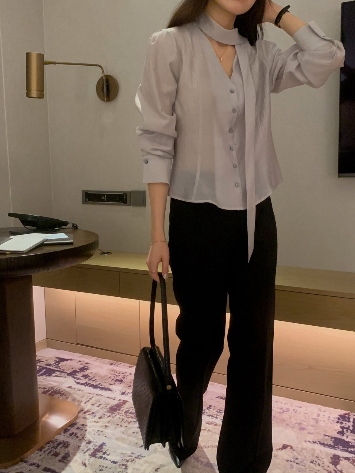 swan tie blouse (pre-order)