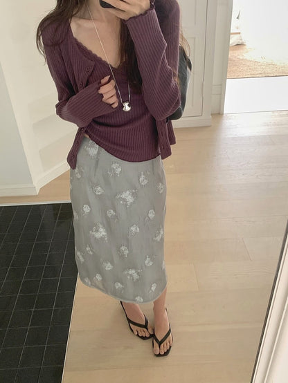 lora lace cardigan set