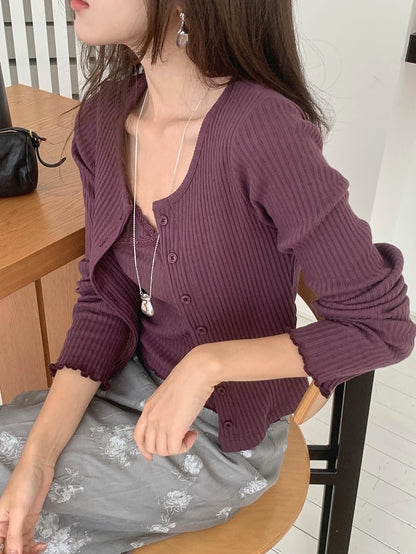 lora lace cardigan set