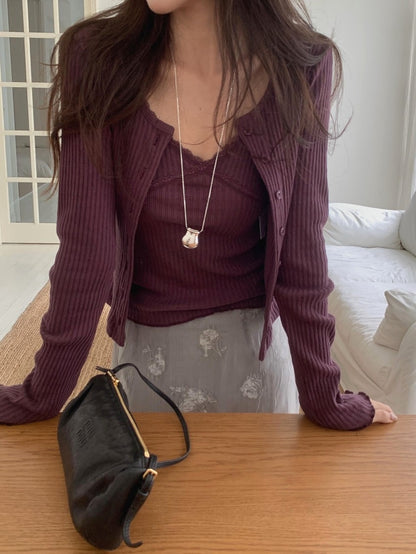 lora lace cardigan set