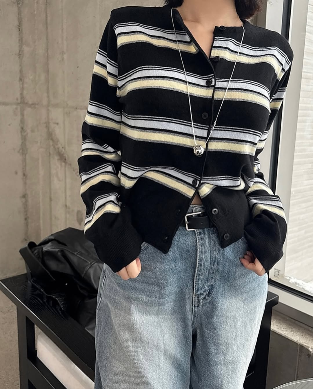 miu striped cardigan