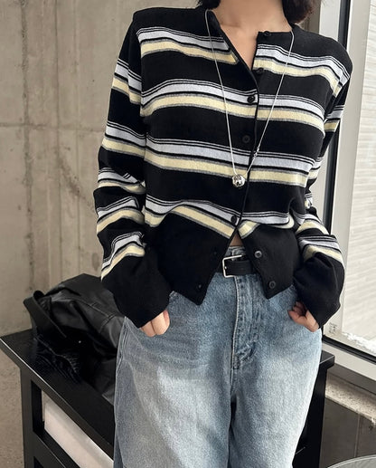 miu striped cardigan