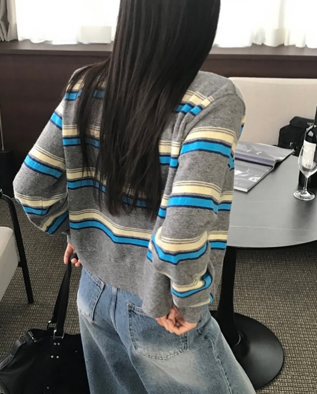 miu striped cardigan