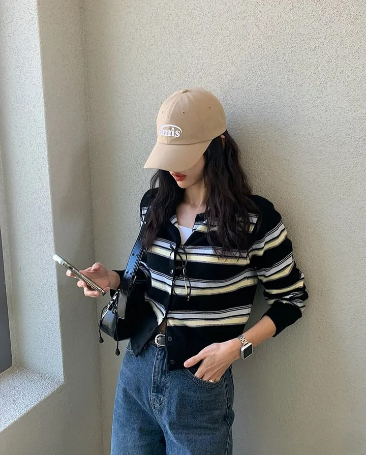 miu striped cardigan