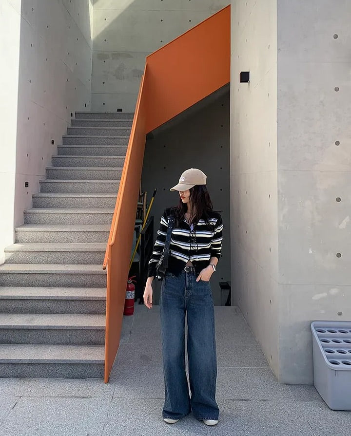 miu striped cardigan
