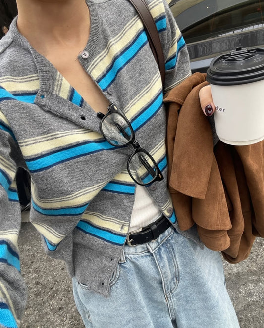 miu striped cardigan