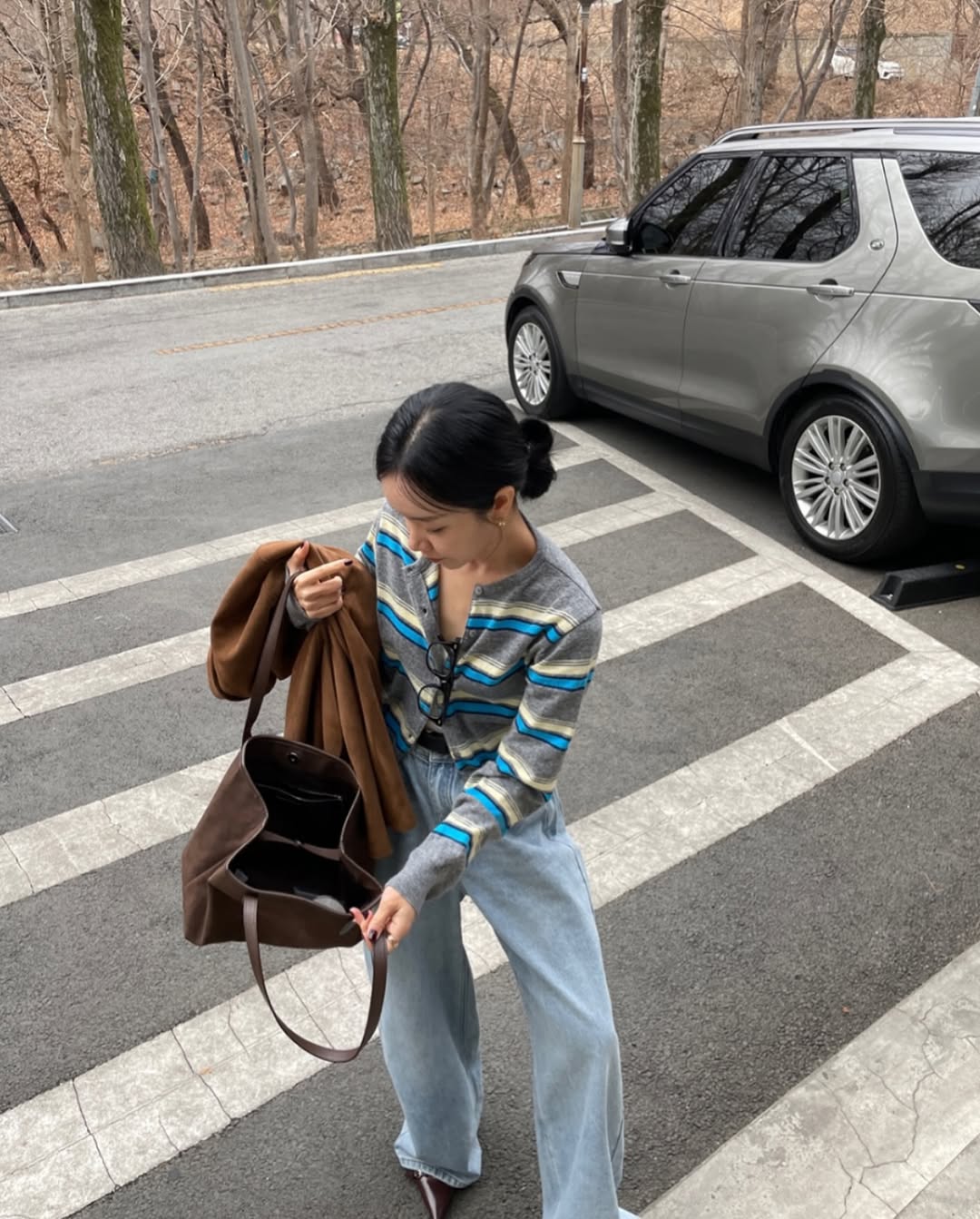 miu striped cardigan
