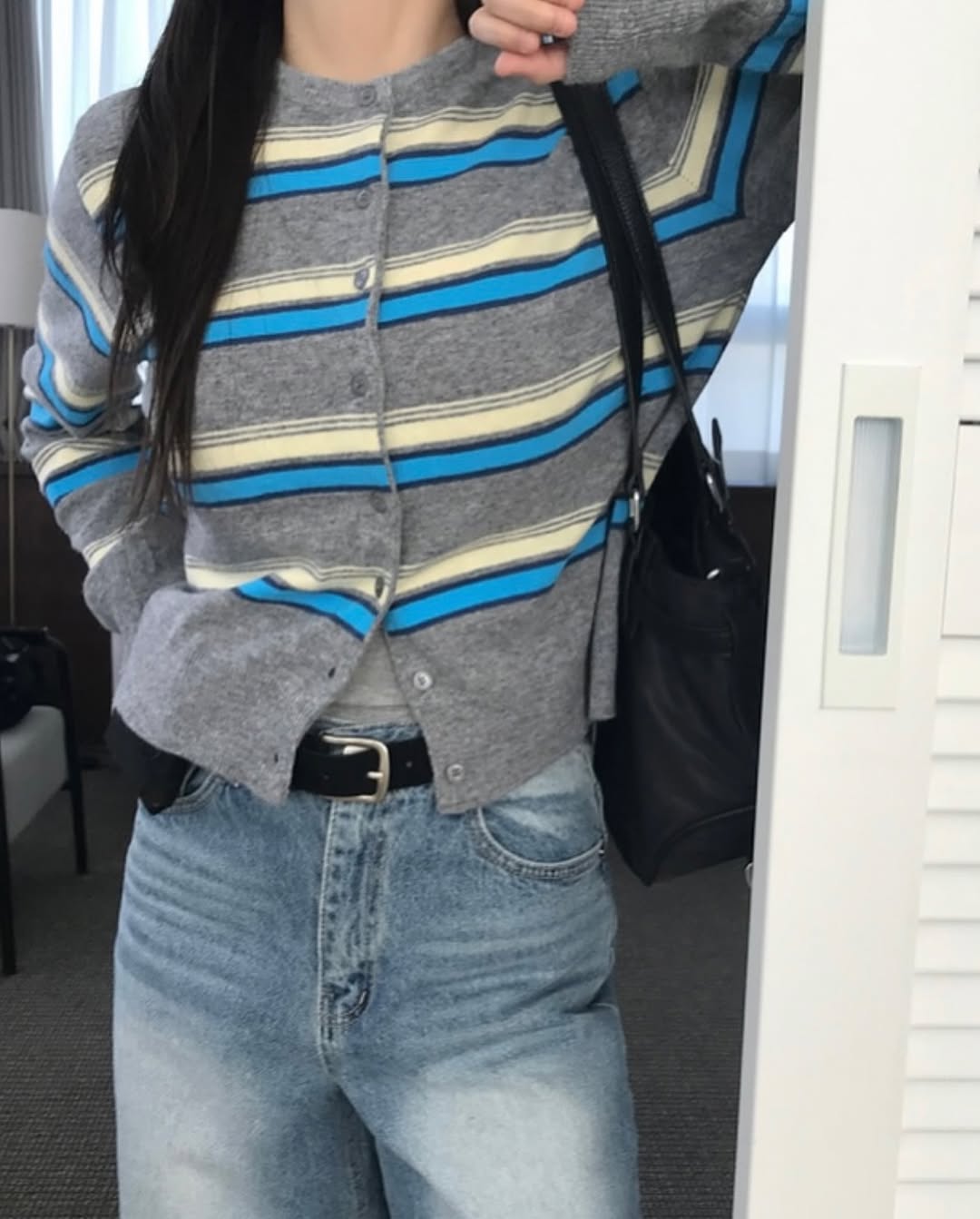 miu striped cardigan