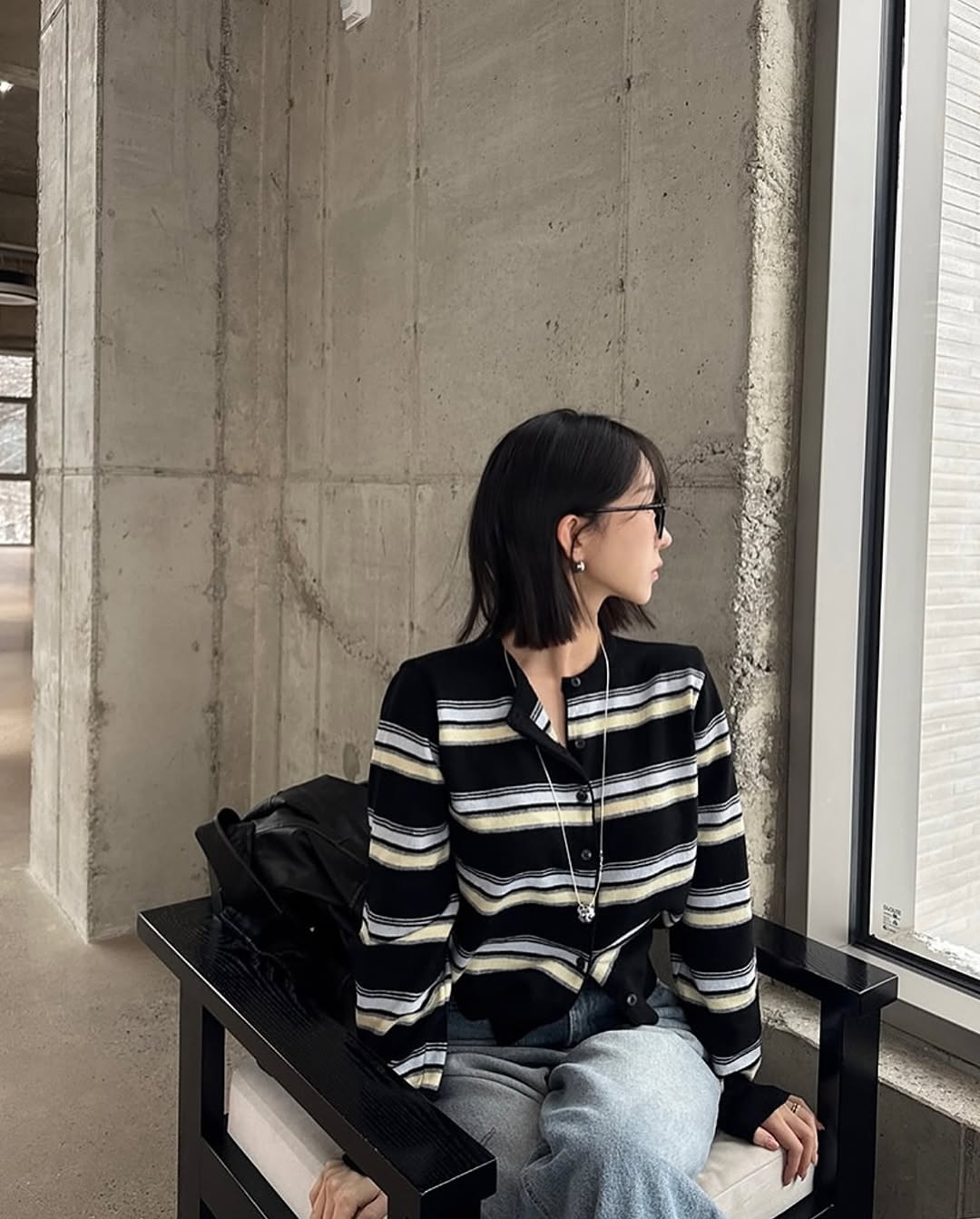 miu striped cardigan