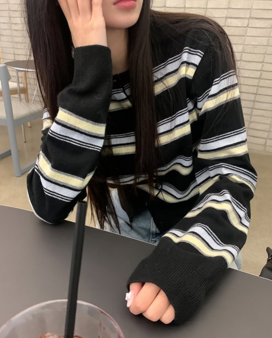 miu striped cardigan