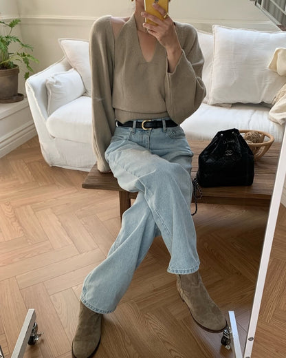 raw halter knit set