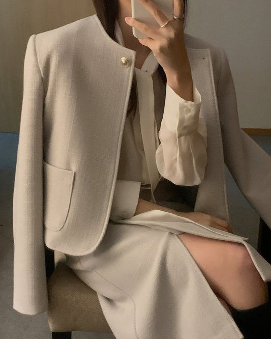 minimal tweed jacket