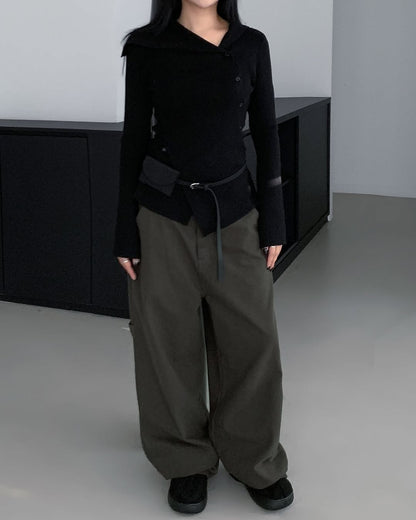 cross button knit