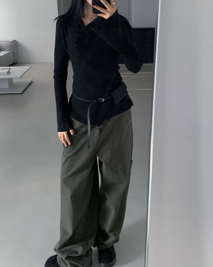 cross button knit